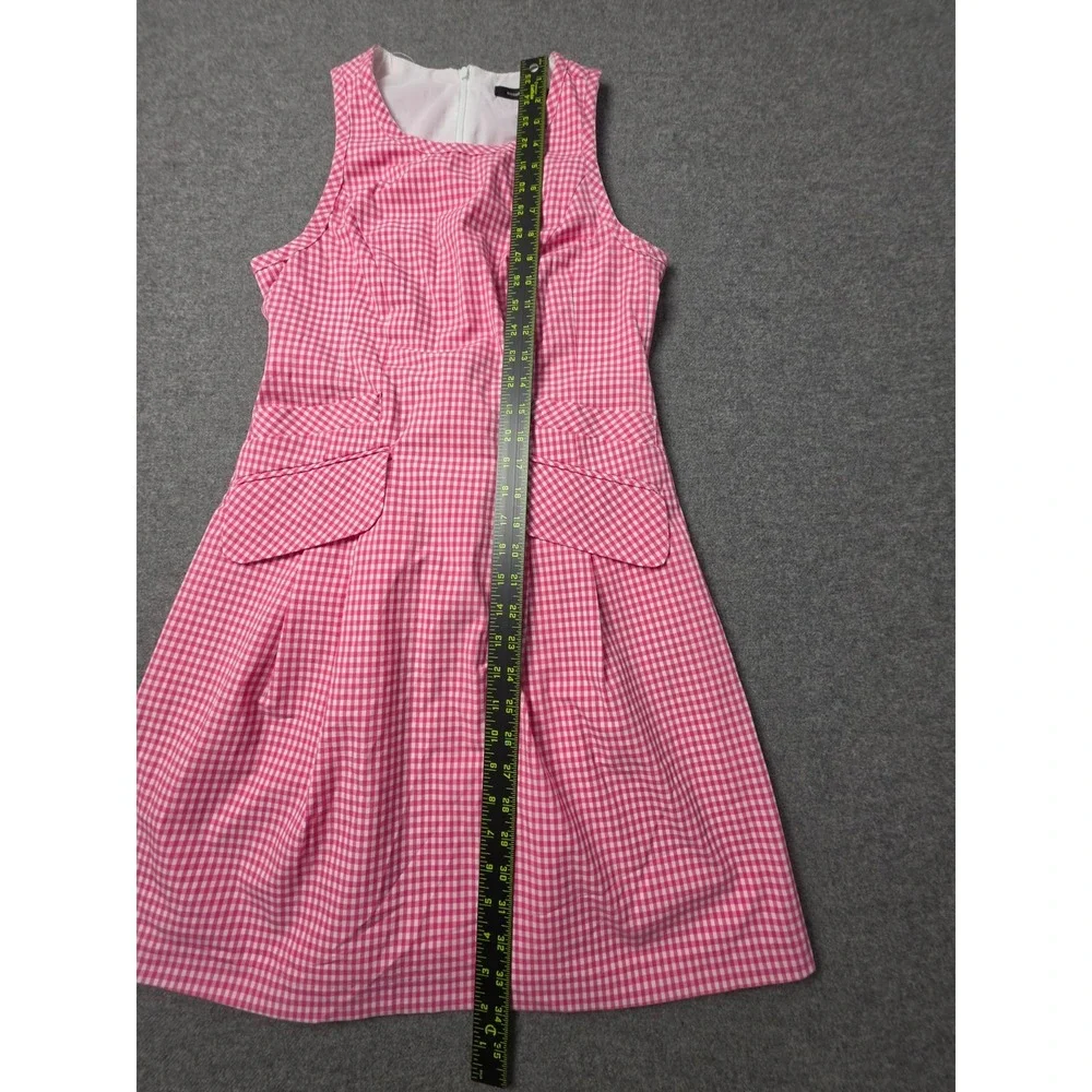 Nanette Lepore Fit & Flare Dress Womens 2 Pink White Gingham Check Sleeveless